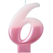Metallic Dipped Pink Number 6 Birthday Candle 3 1/4in